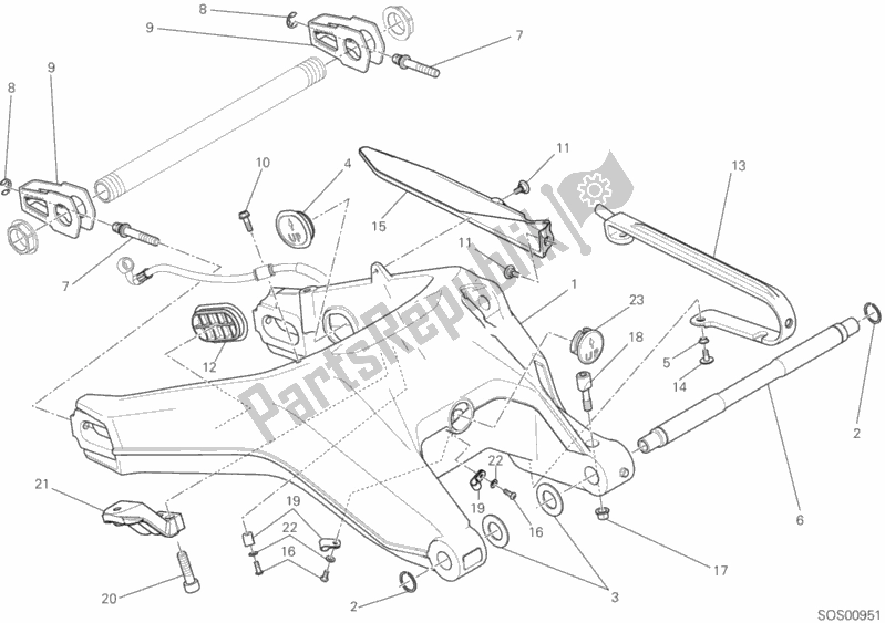 All parts for the Rear Swinging Arm of the Ducati Scrambler Icon USA 803 2019